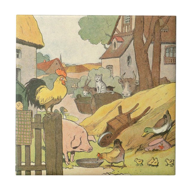 Carreau En Céramique Animaux de ferme de livre de l'histoire des (Devant)