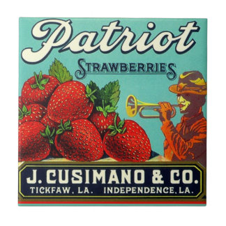 Carreau En Céramique Annonce vintage d'étiquette de fraise de la