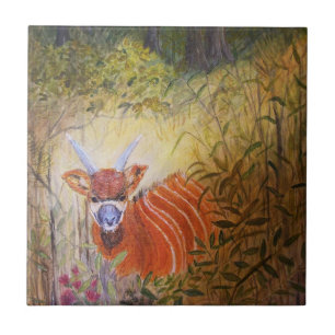 Carreau En Céramique Antilope de bongo de peinture