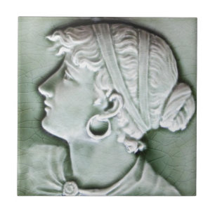 Carreau En Céramique Antique American c1890 Trent Portrait Tile Repro