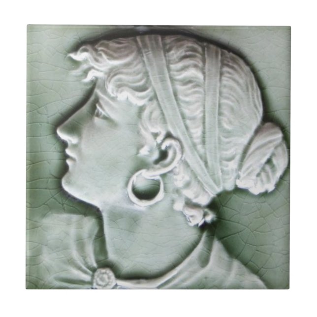 Carreau En Céramique Antique American c1890 Trent Portrait Tile Repro (Devant)