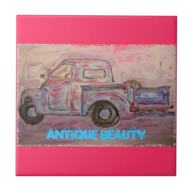 Carreau En Céramique antique beauté bleu patina camion (Devant)