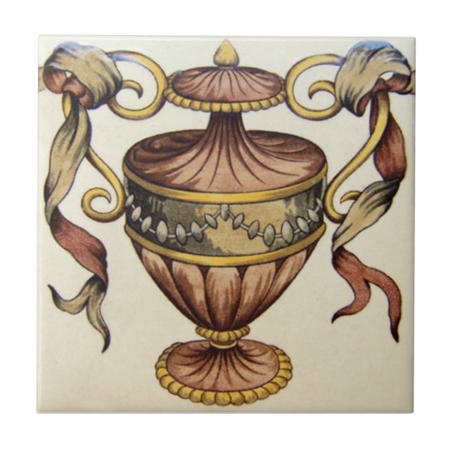 Carreau En Céramique Antiquité Transferware de la reproduction VT0015 (Devant)