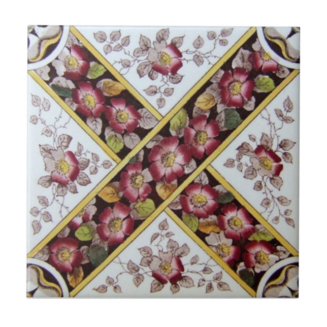 Carreau En Céramique Antiquité Transferware de la reproduction VT0016 (Devant)