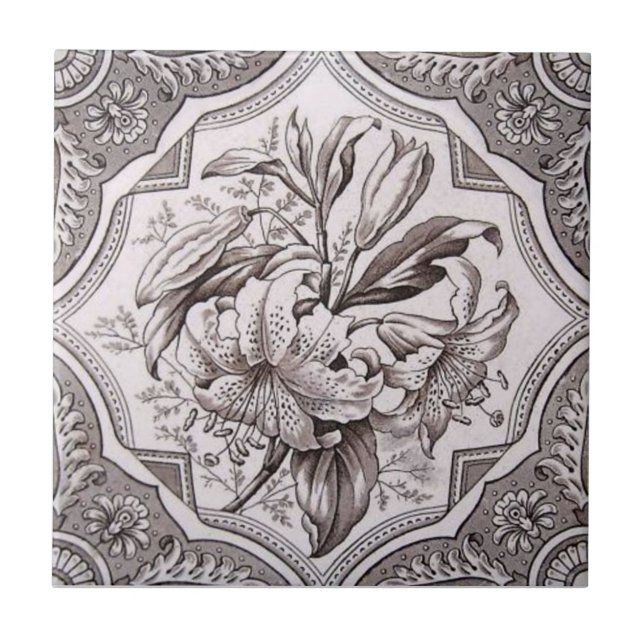 Carreau En Céramique Antiquité Transferware de la reproduction VT0076 (Devant)