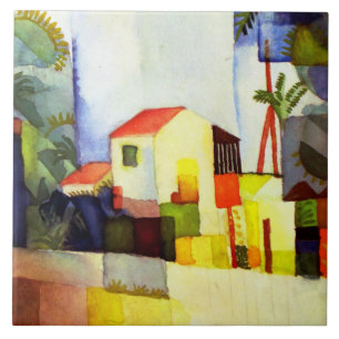 Carreau En Céramique Août Macke Bright House aquarelle peinture