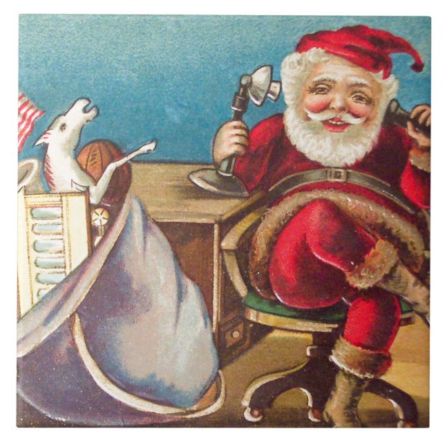 Carreau En Céramique Appel téléphonique de Père Noël (Devant)