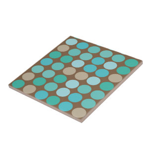 Carreau En Céramique Aqua Bleu Turquoise & points Brown Motif moderne