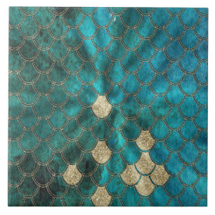 Carreau En Céramique Aqua Mermaidscales vert avec des parties