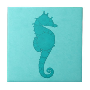 Carreau En Céramique Aqua Turquoise Seahorse Mosaic numérique