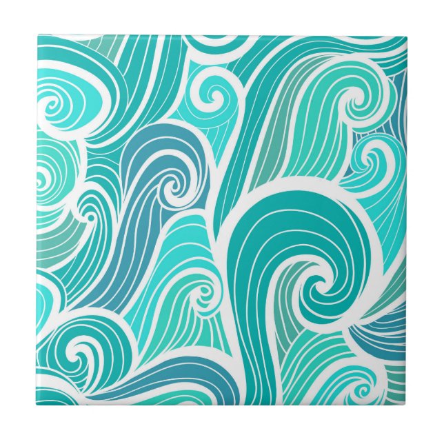 Carreau En Céramique aquamarine, vert, turquoise, bleu, blanc, menthe,  (Devant)