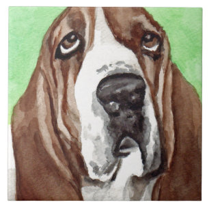 Carreau En Céramique Aquarelle Basset
