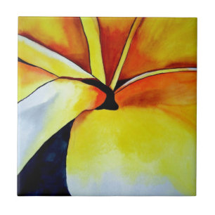 Carreau En Céramique Aquarelle de fleur frangipani tropical Art abstrai