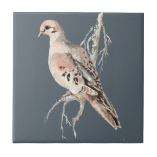 Carreau En Céramique Aquarelle deuil Dove Oiseau Faune Nature art