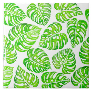 Carreau En Céramique Aquarelle feuille Monstera