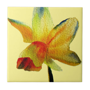 Carreau En Céramique Aquarelle jonquille jaune art Fleur de printemps