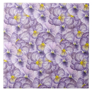 Carreau En Céramique Aquarelle motif floral avec panneaux violets