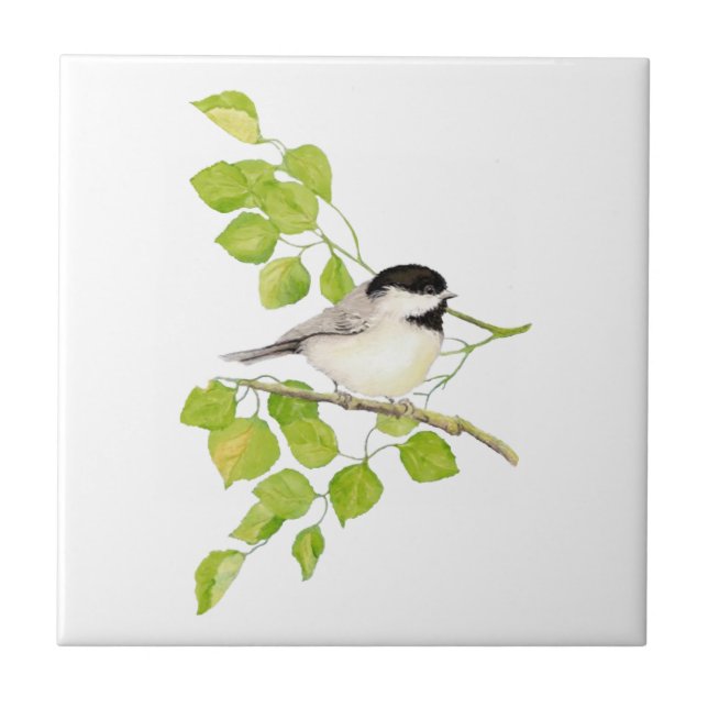 Carreau En Céramique Aquarelle Pickadee Poplaire Art (Devant)