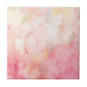Carreau En Céramique Aquarelle rose Arrière - plan floral
