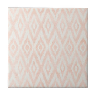 Carreau En Céramique Aquarelle rose pâle Ikat Impression géométrique Pe