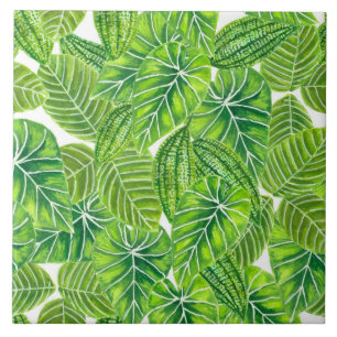 Carreau En Céramique Aquarelle tropicale feuille design motif