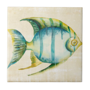 Carreau En Céramique Aquarium bleu et jaune Poisson