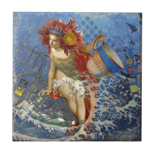 Carreau En Céramique Aquarius Mermaid Bleu gothique