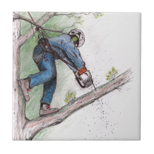Carreau En Céramique Arboriste du chirurgien Arbre de bûcheron