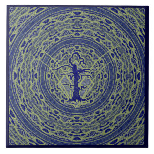 Carreau En Céramique Arbre bleu Abstrait ancien filaire style 5