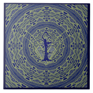 Carreau En Céramique Arbre bleu Abstrait ancien filaire style 5