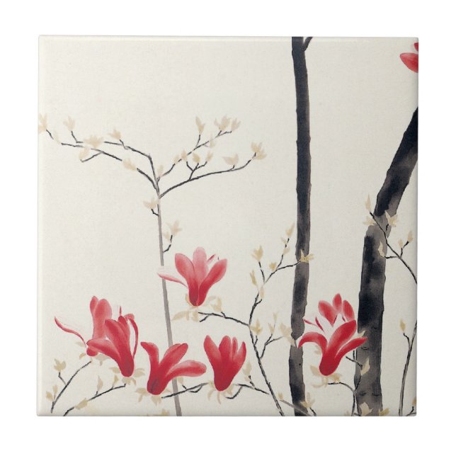 Carreau En Céramique Arbre de Magnolia par Kobayashi Kokei, Nature Vint (Devant)