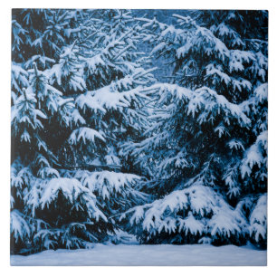 Carreau En Céramique Arbre de Noël de la forêt d'hiver
