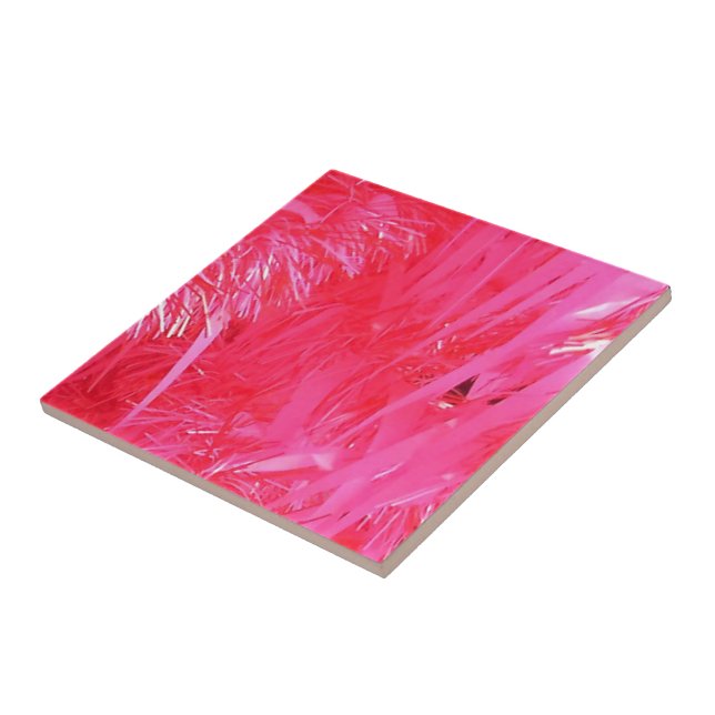 Carreau En Céramique Arbre de Noël rose brillant (Côté)