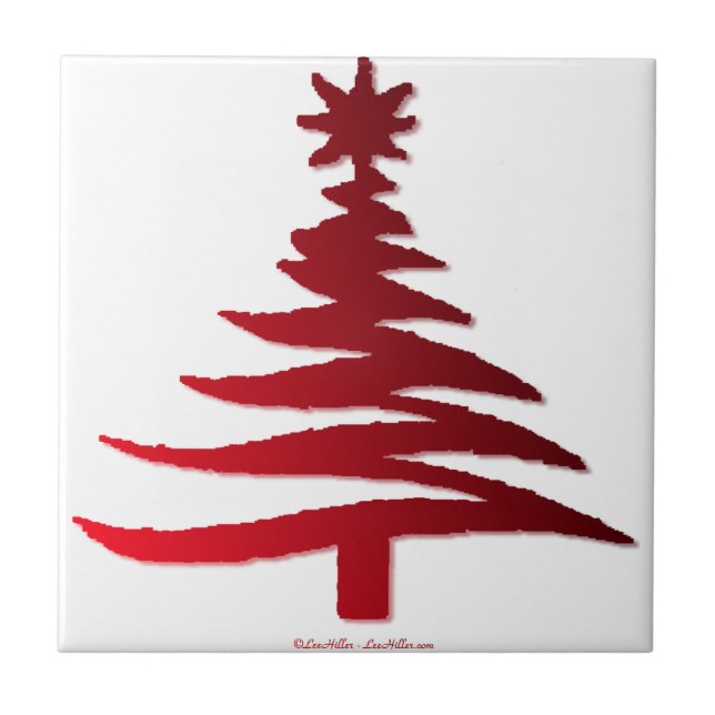 Carreau En Céramique Arbre de Noël Rouge (Devant)