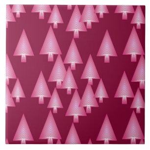 Carreau En Céramique Arbres de Noël métalliques modernes - rose & vin