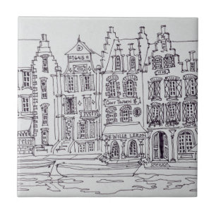 Carreau En Céramique Architecture flamande au bord de l'eau, Gand, Belg