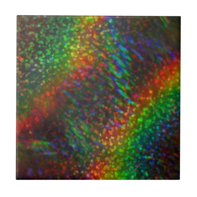 Carreau En Céramique Arcs-en-ciel olographes de parties scintillantes (Devant)
