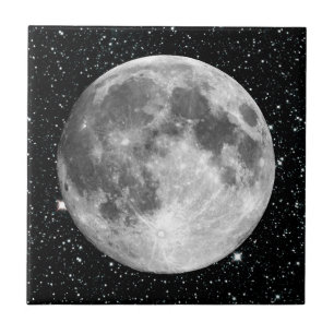 Carreau En Céramique Arrière - plan d'étoile de la LUNE de la TERRE d