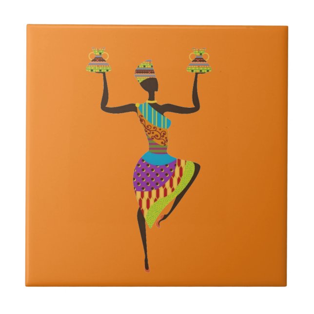 Carreau En Céramique Art africain de tribal de dame (Devant)