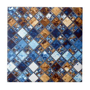 Carreau En Céramique Art bleu d'original de motif de mosaïque de