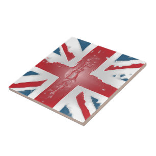 Carreau En Céramique Art britannique de cire d'abrégé sur drapeau
