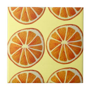 Carreau En Céramique Art de bruit orange juteux de motif d'art