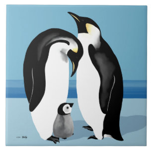 Carreau En Céramique Art de famille de pingouin d'empereur