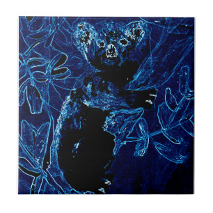 Carreau En Céramique Art de la faune Koala Bear Blue
