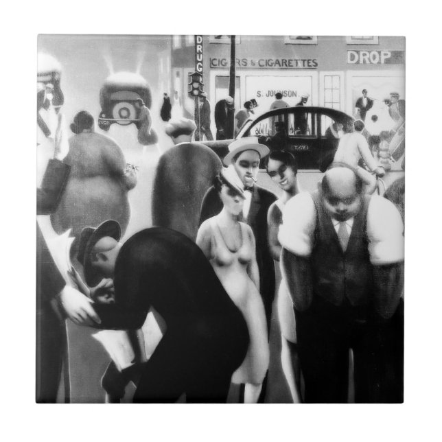 Carreau En Céramique Art de Renaissance de Harlem - "ceinture noire " (Devant)