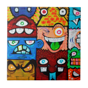 Carreau En Céramique Art de rue de graffiti de NY - monstres idiots