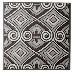 Carreau En Céramique Art Déco Fait Perse (Gris, Oxblood, Mauve)