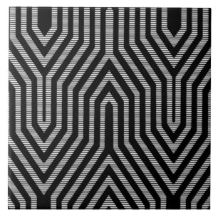 Carreau En Céramique Art Déco géométrique - noir et blanc
