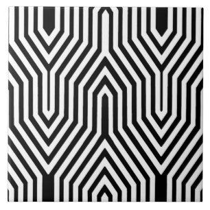 Carreau En Céramique Art déco géométrique - noir et blanc
