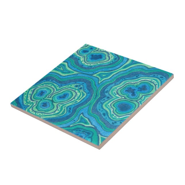 Carreau En Céramique Art d'original de malachite et d'azurite (Côté)